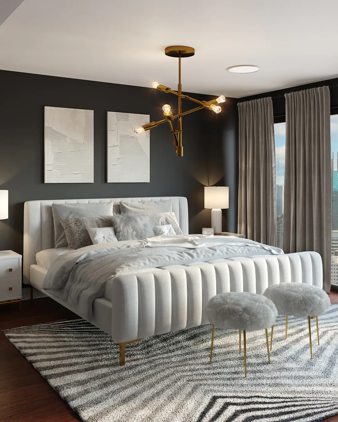 Interior de propiedad exclusiva en Madrid, dormitorio de diseño